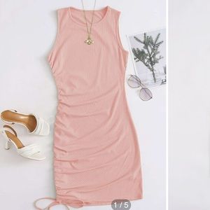 Solid Drawstring Side Bodycon Dress